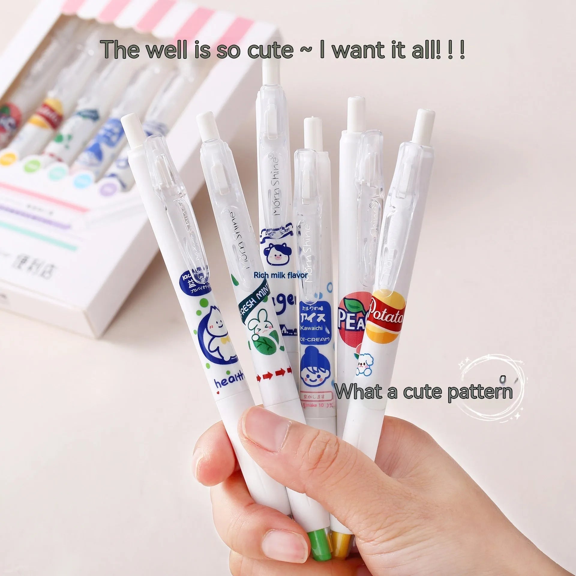 Fluorescent pen snacks 6 pack highlighter set with oblique head in plastic shell boxed packing