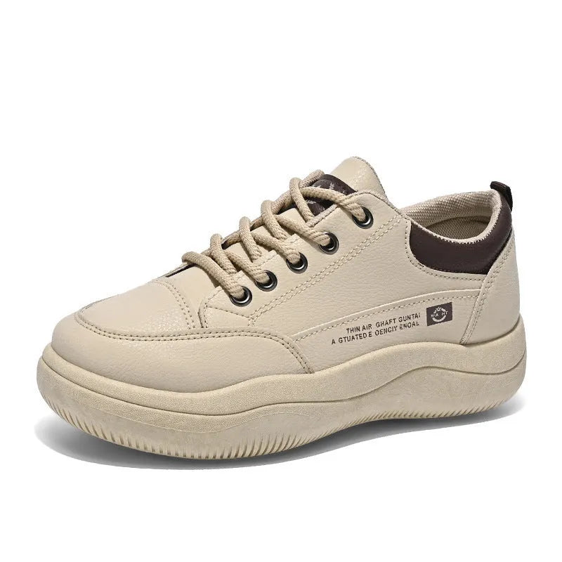 Women's Korean-style white shoes with cross straps, round toe and 3-5cm mid heel