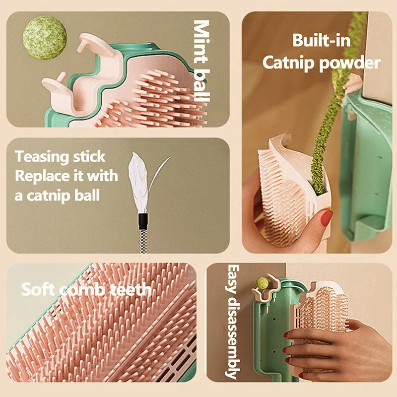 Ice cream shaped cat rubbing toy made from white PP plastic with textured surface for pet grooming