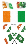 Irish festival temporary tattoo sticker with St. Patrick's Day shamrock design measuring 120×75mm