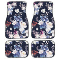 Black printed rubber car floor mat set showing four pieces with textured surface.