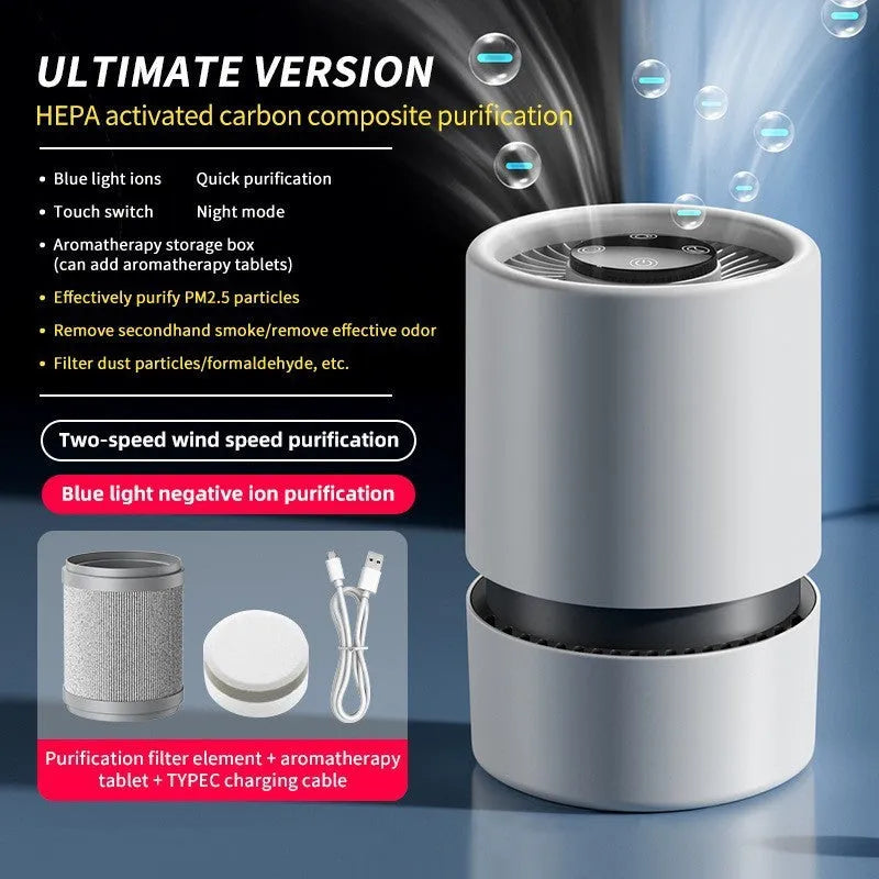 White EJ-JHQ101 desktop USB air purifier for small rooms under 10 square metres.