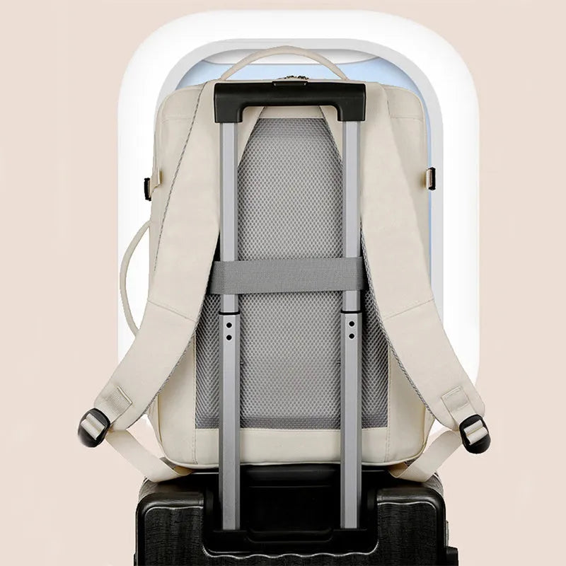 Waterproof Oxford cloth business backpack showing multiple pockets and zippers, suitable for a 15.6-inch laptop.