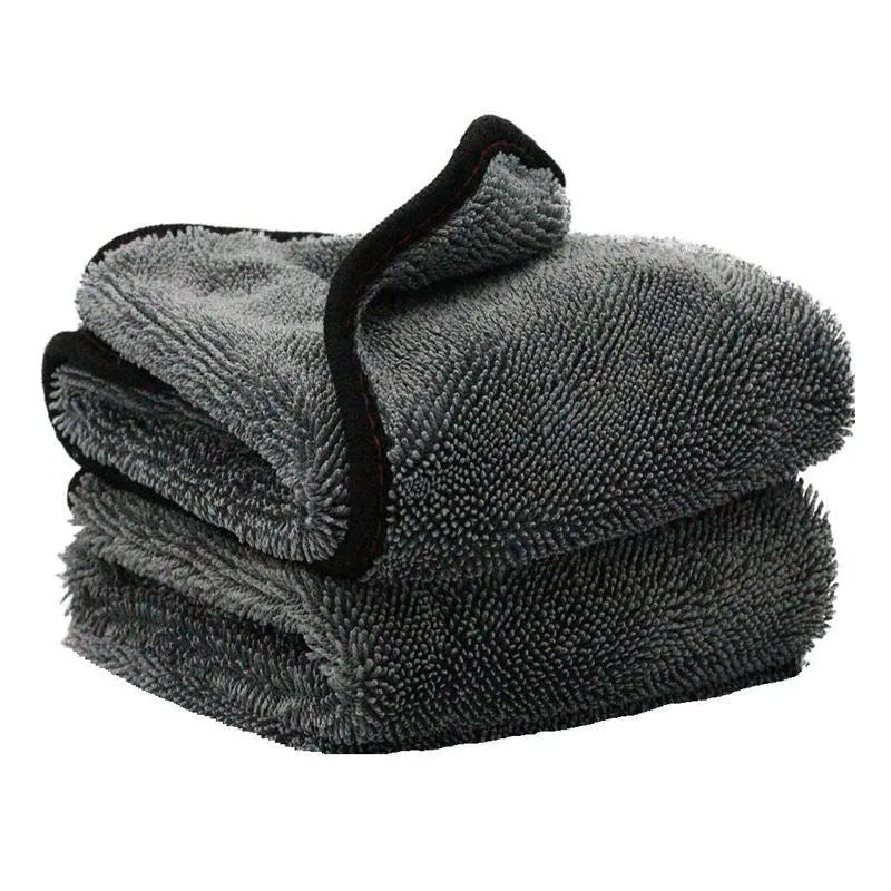 Grey 40x40cm microfiber car wash towel for automotive drying.