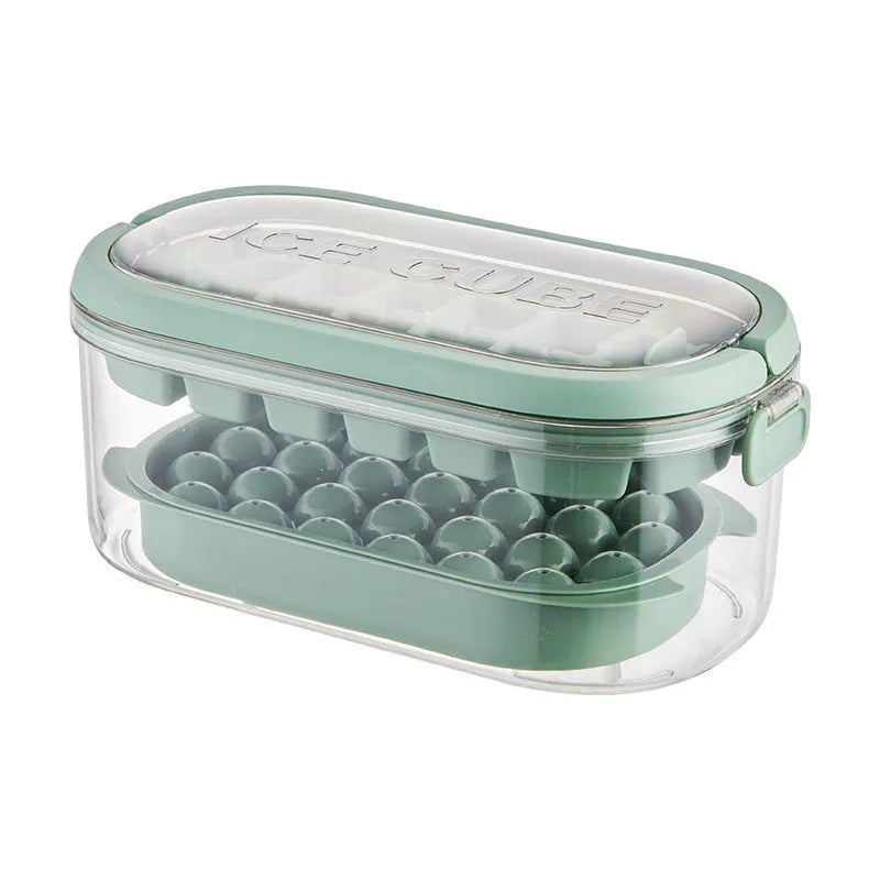 DIY silicone ice grid 2-layer set 54 ice cubes Fresh Green hard base portable ice box