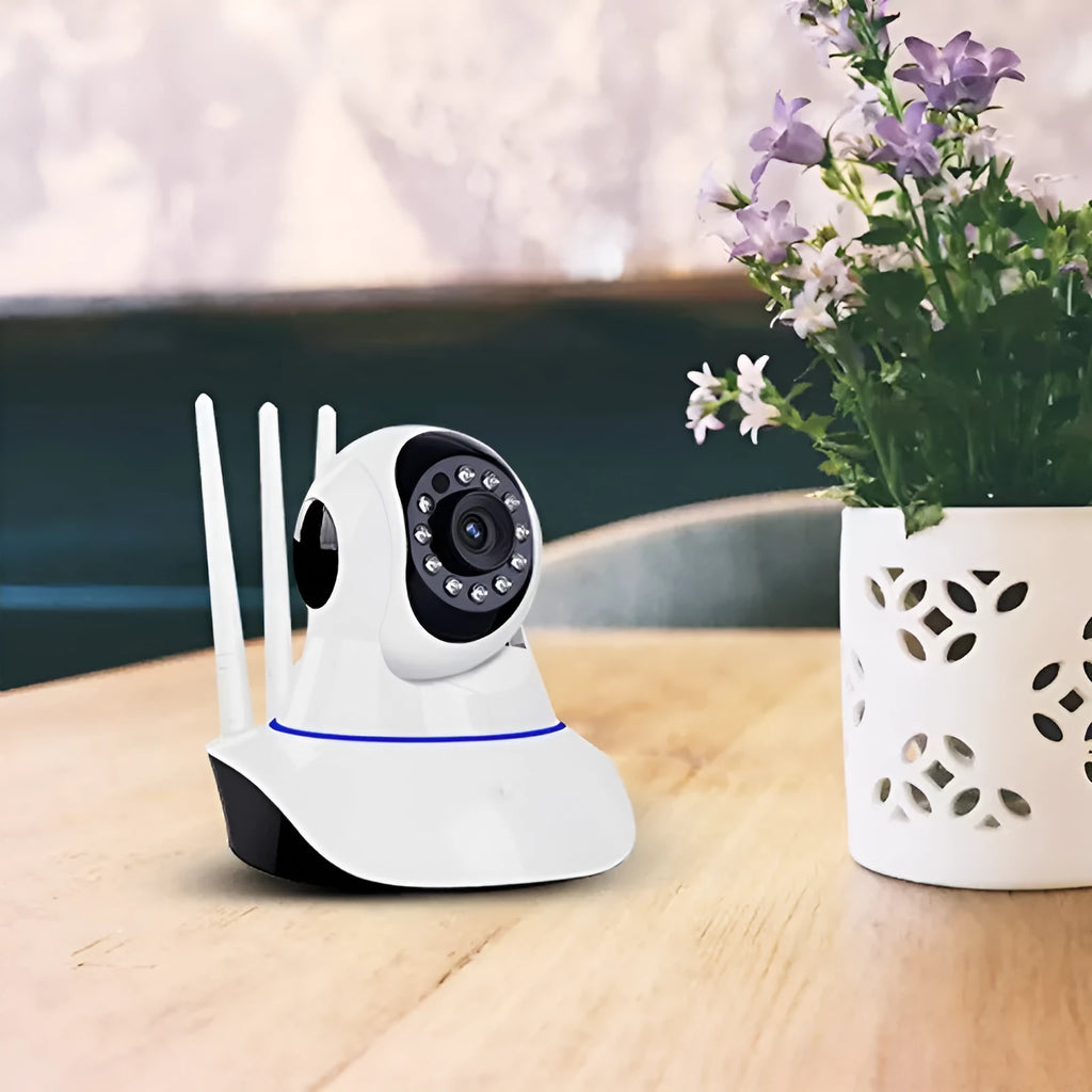 White wireless HD dome security camera with 3.6mm lens for indoor and outdoor monitoring.