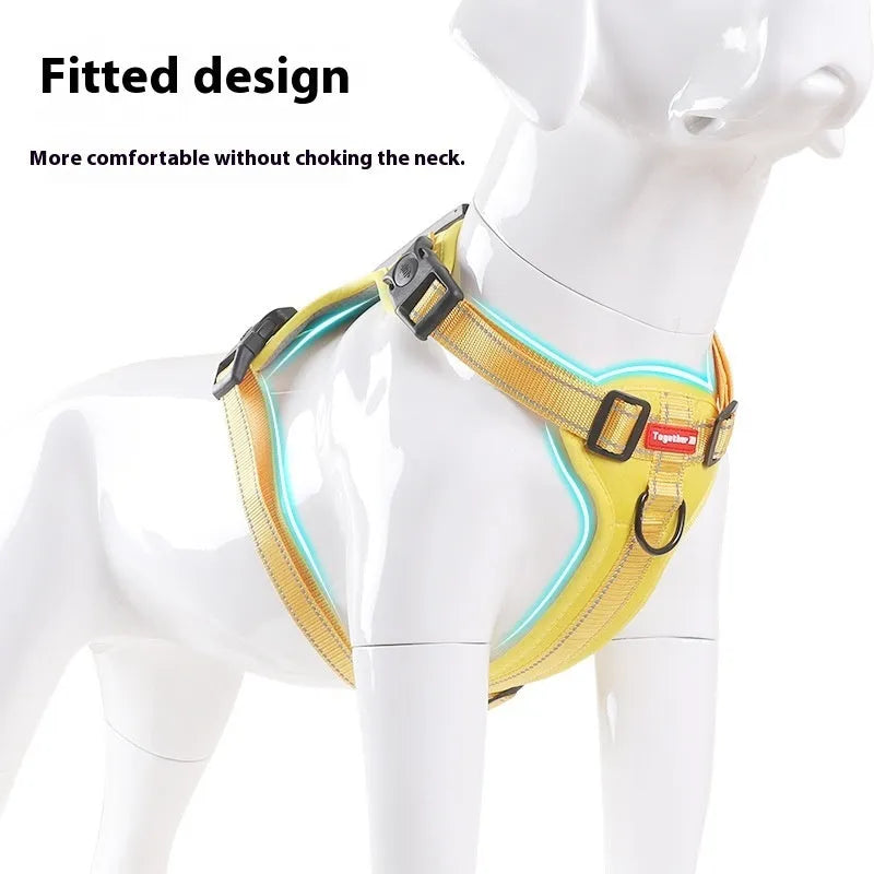 Polyester dog chest harness traction rope in multiple colours and sizes for secure walking control