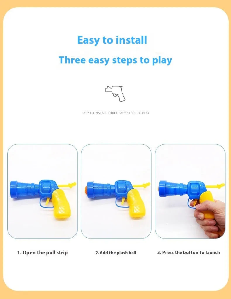 Pet shooting toy with plush launch balls for cats and dogs interactive play