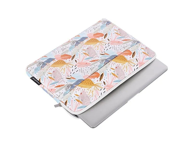 White waterproof PU leather laptop inner sleeve for 14 inch computers on a plain background.