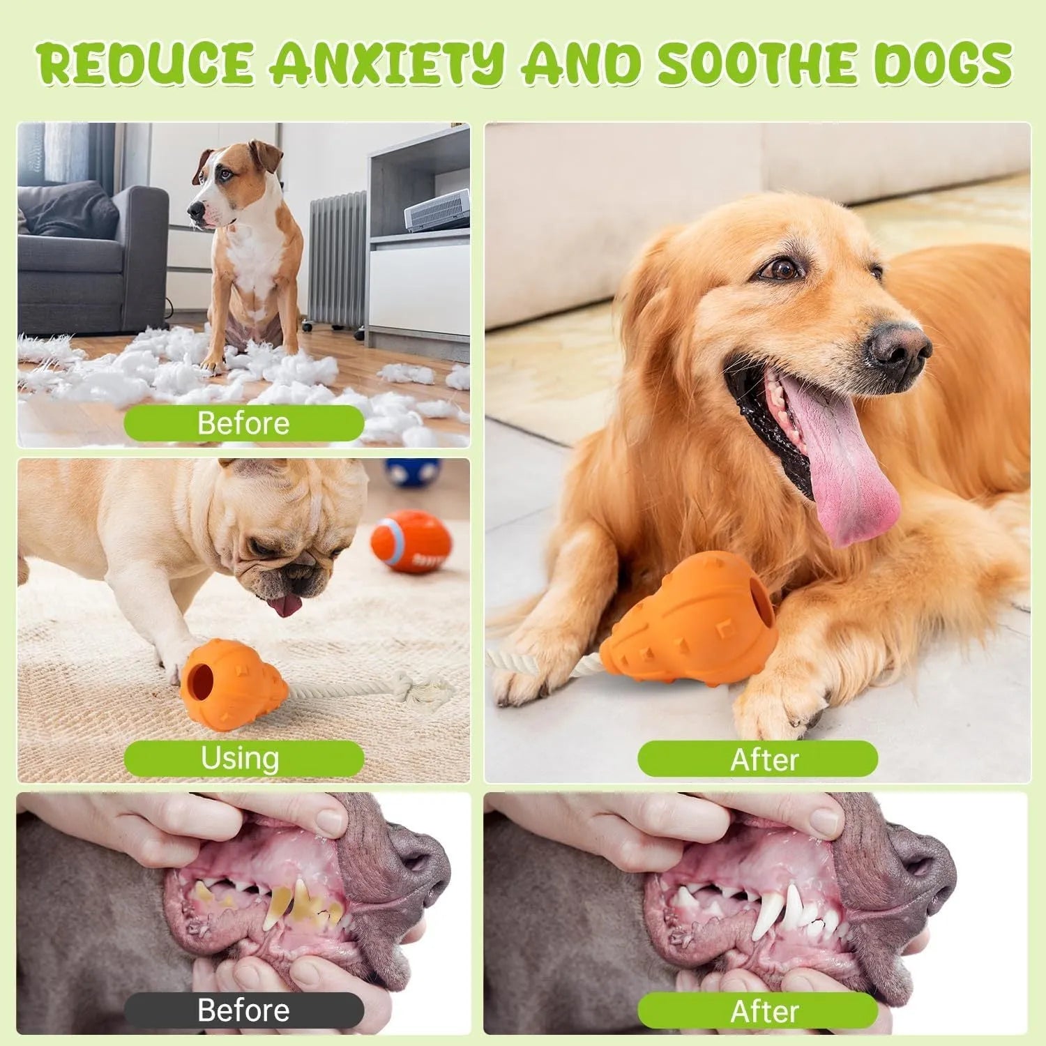 Natural rubber stuffable dog toy with longer strap for interactive fetch and treat dispensing