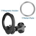 Black magnetic car phone holder attached to vehicle air vent