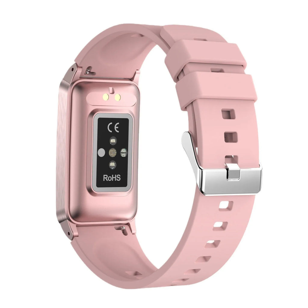 Smart bracelet with dynamic heart rate monitoring on a touchscreen display, silicone strap, black colour