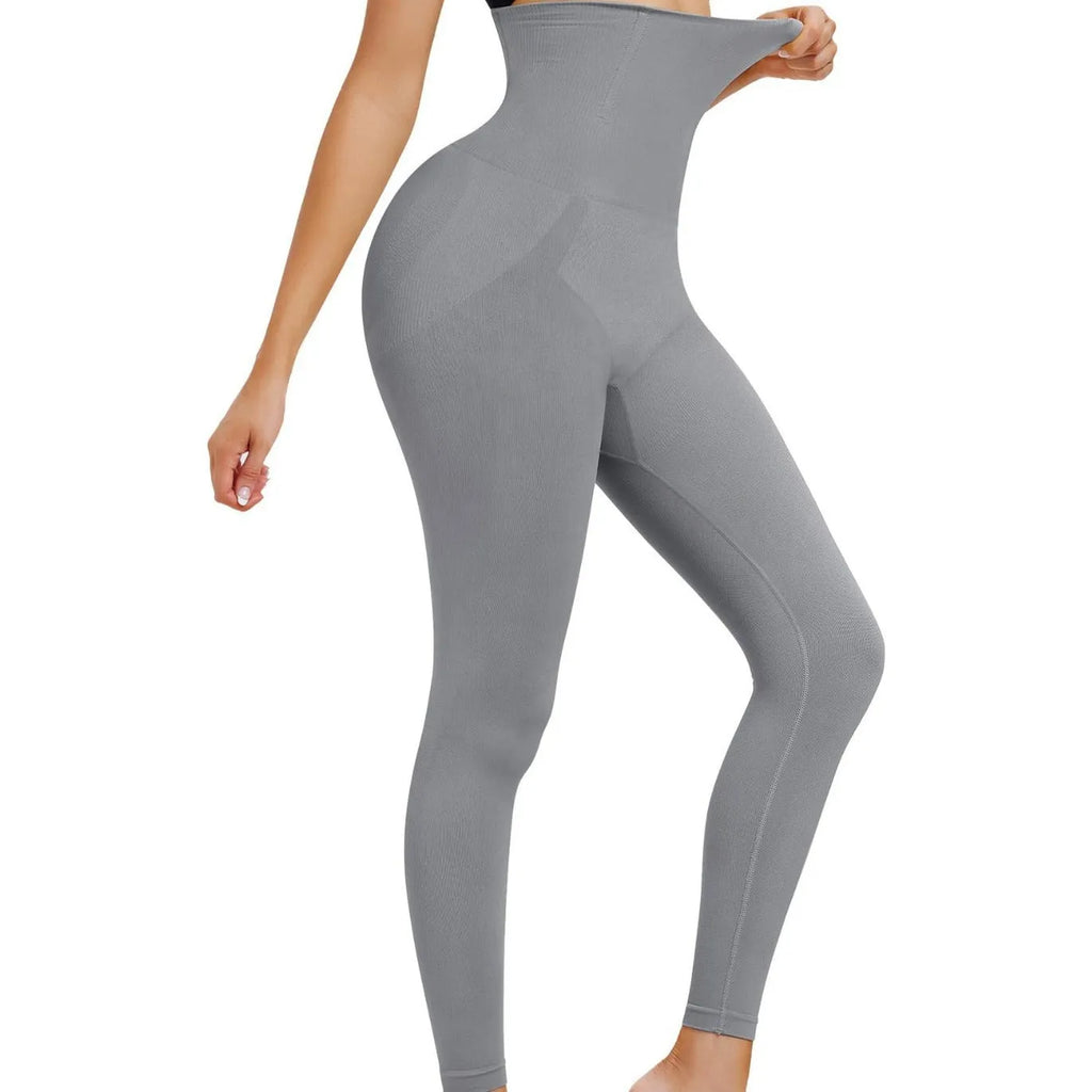 High waist cropped nylon tights in black, high elasticity waistband for slimming and belly control