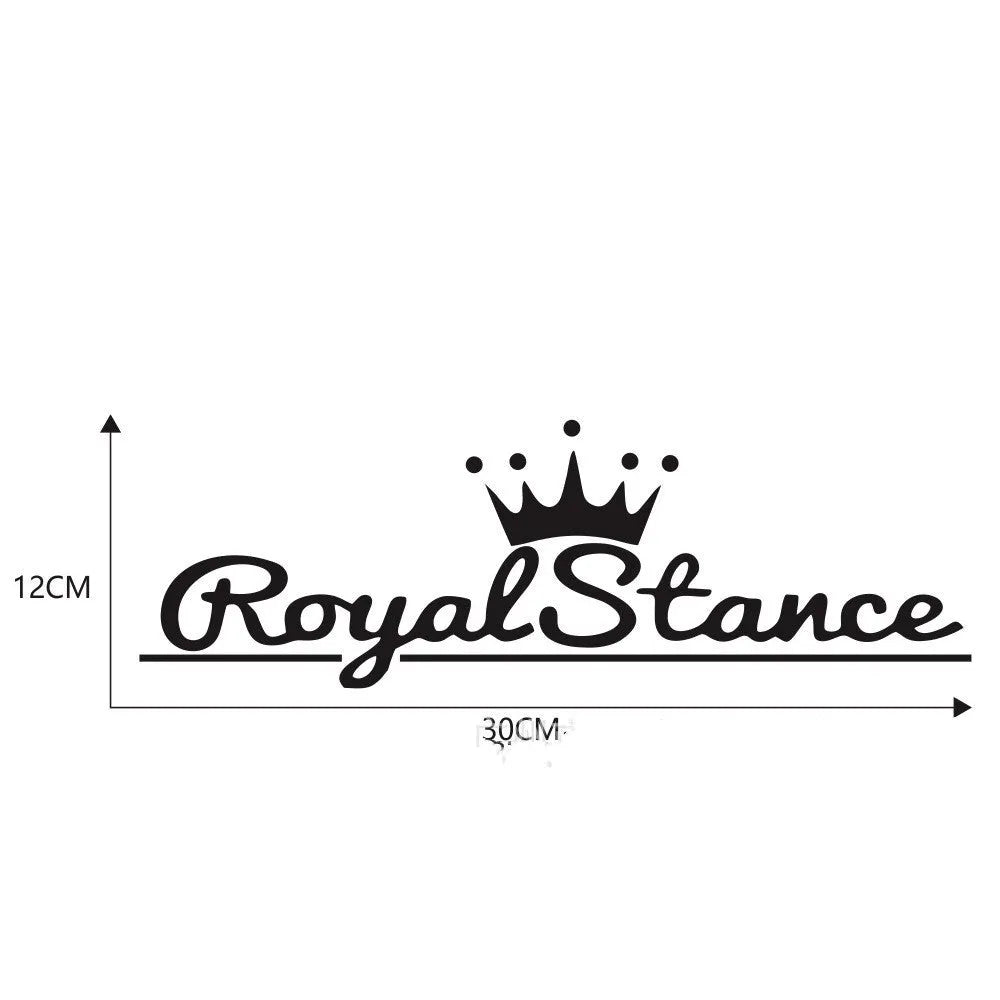 Large reflective crown-shaped car sticker on a vehicle window, showing black, white and colour options.