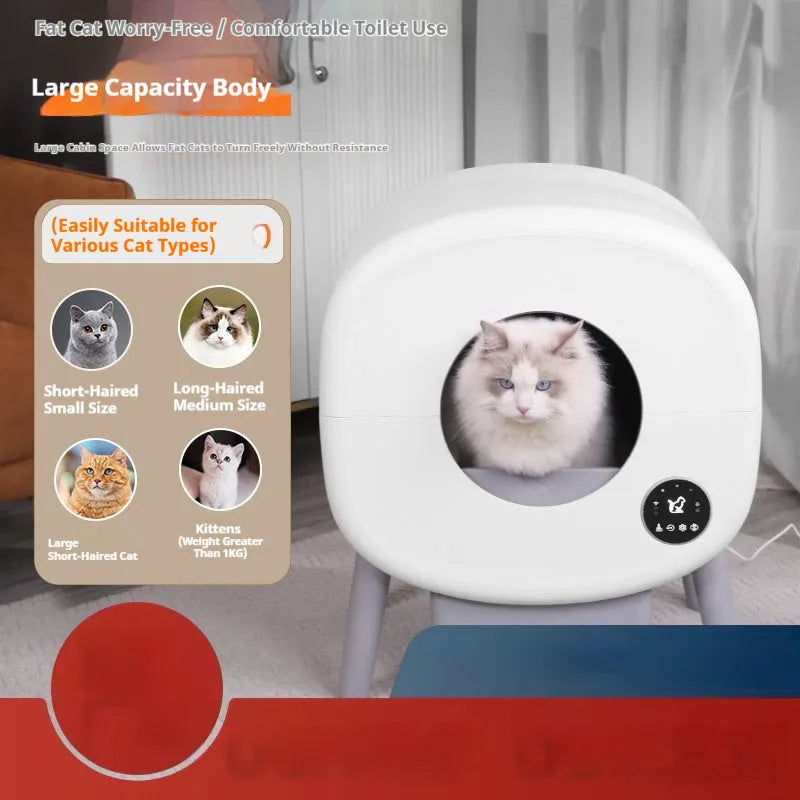 Intelligent automatic cat litter box with 13L waste storage capacity and ABS plastic construction