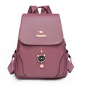 Women's soft PU leather backpack in street trend style with three-dimensional pocket