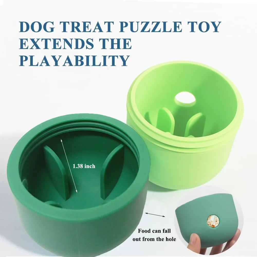 Silicone dog puzzle treat ball in white and blue colour for small medium dogs