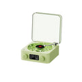 Retro turntable speaker with transparent water ripple turntable, Bluetooth 5.0, and white noise feature in a compact design
