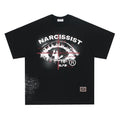 Black and white cotton T-shirt with retro hip hop gothic letter print design