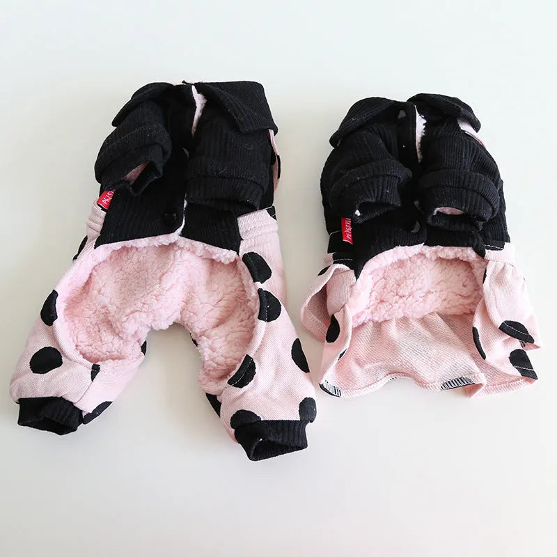 Matching dog couple clothes with lapel and shoulder straps in four-legged and skirt styles