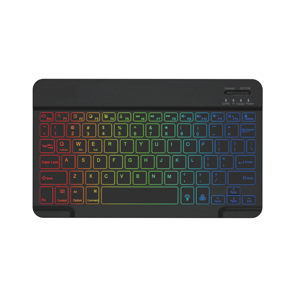 10-inch Bluetooth keyboard with colourful RGB backlighting for tablet typing