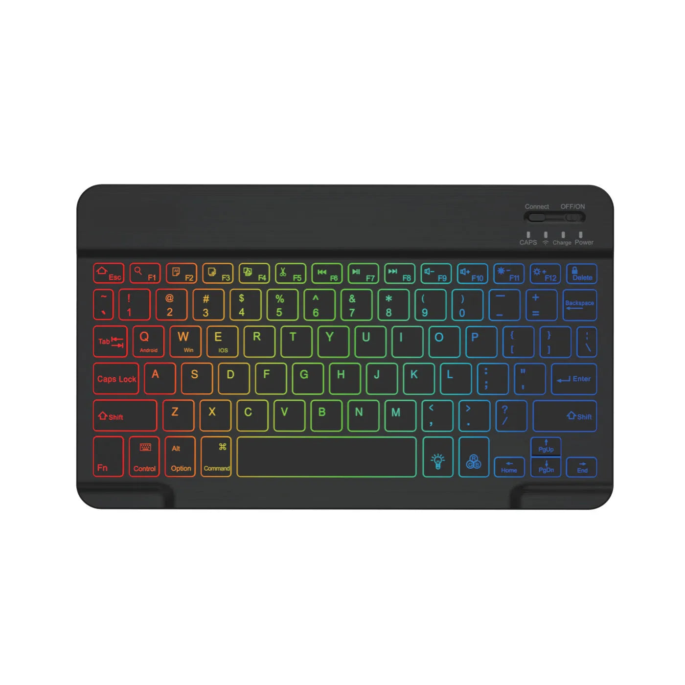 10-inch Bluetooth keyboard with colourful RGB backlighting for tablet typing