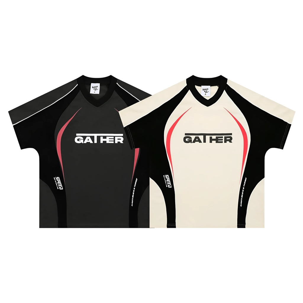 Men's loose fit black t-shirt with a white letters print and short sleeves.