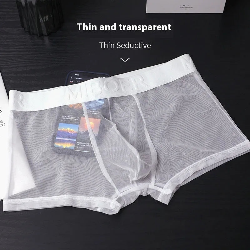 Men's thin invisible breathable boxers in multiple colours showing quick-drying polyester fabric