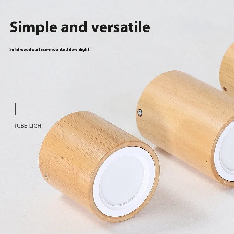 Modern solid wood surface mounted downlight for corridors in wood colour finish