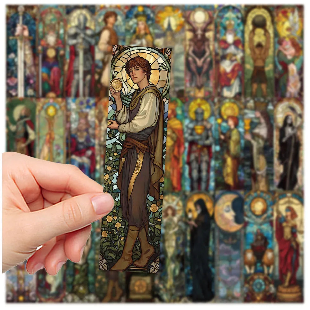 30 painted glass tarot paper bookmarks with cute handmade style designs