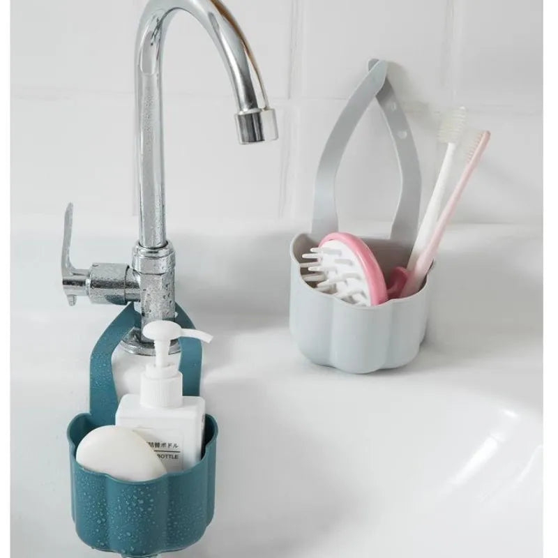Nordic style plastic sink drain basket in dark blue colour measuring 20cm by 10cm