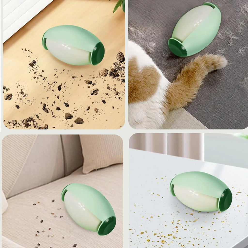 Green and white washable reusable gel lint roller ball for portable pet hair removal