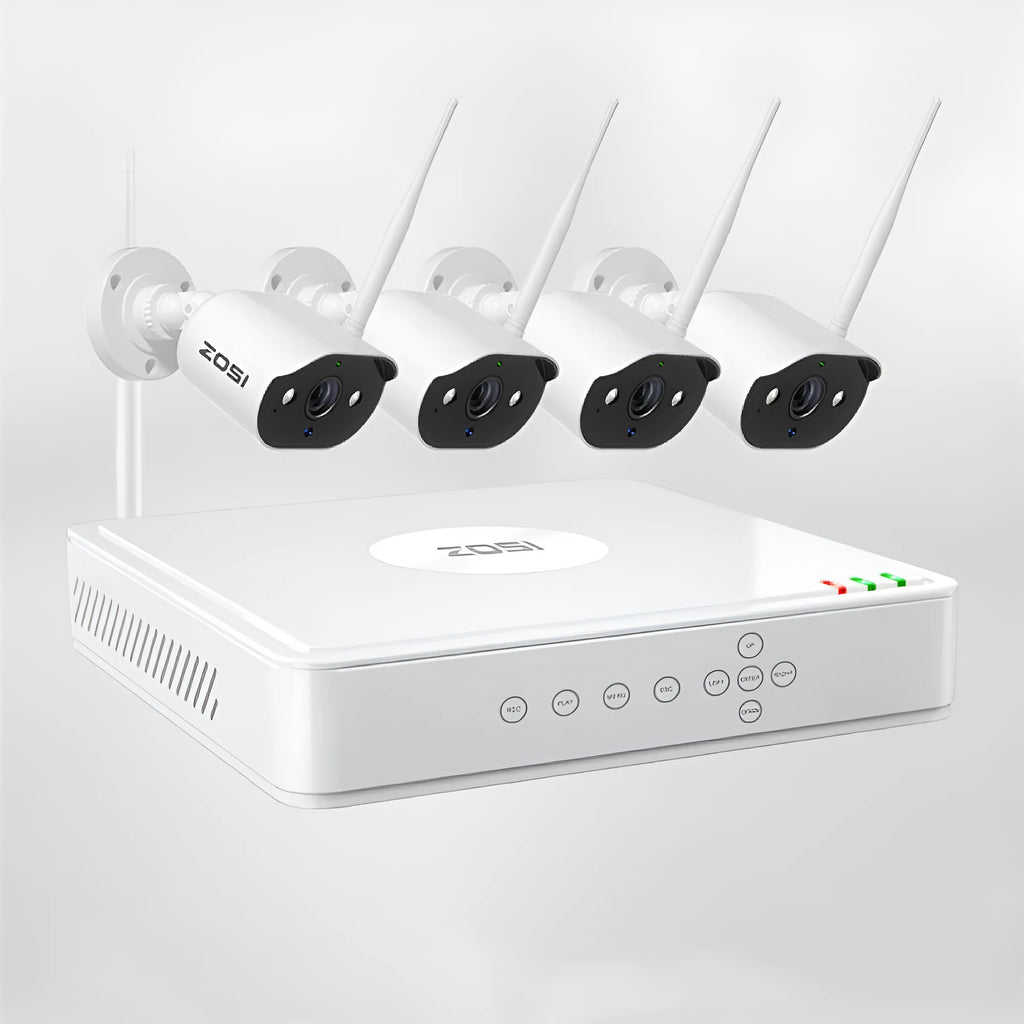 ZOSI POE security camera system with network video recorder and outdoor surveillance cameras