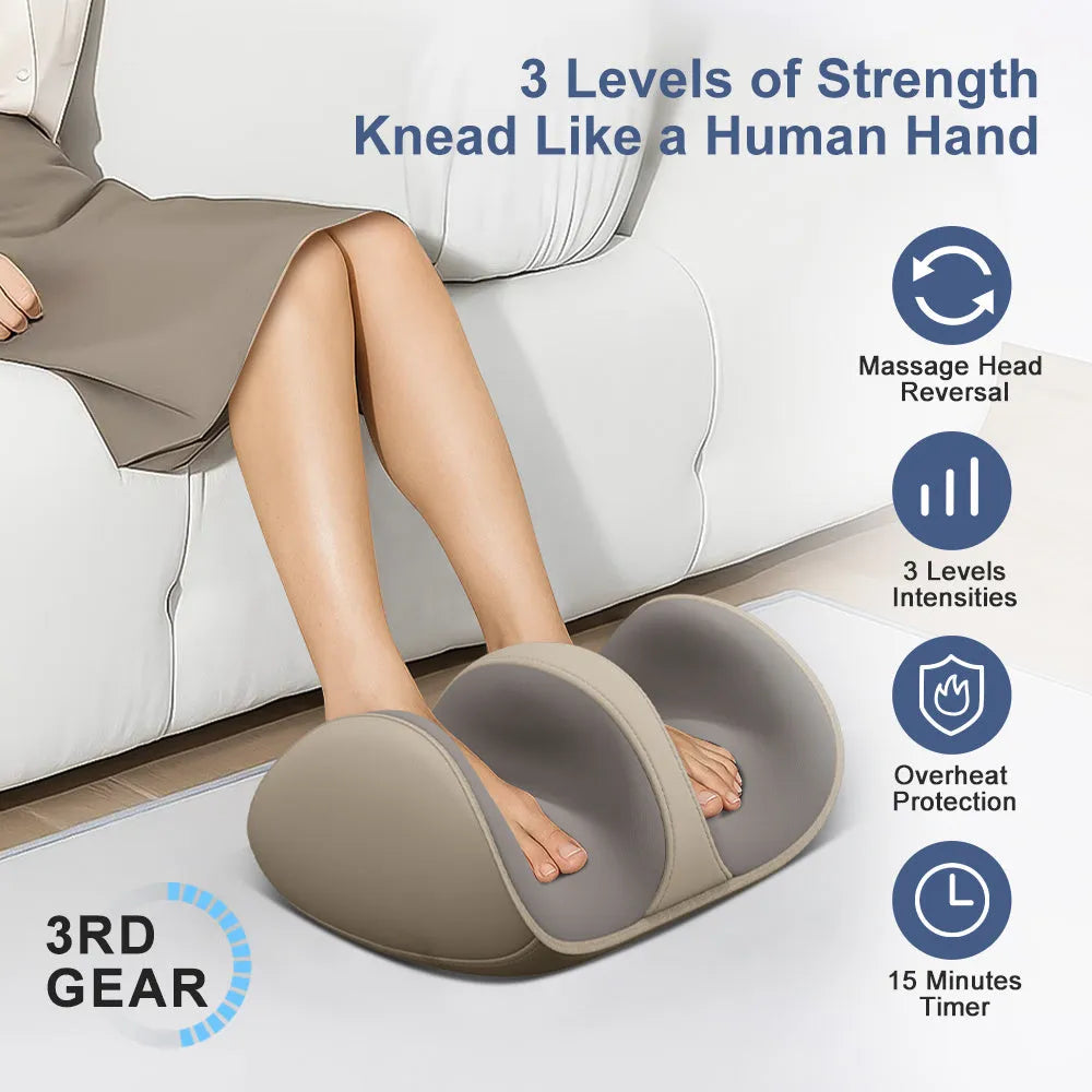 Shiatsu foot massager with heat kneading for calf, leg, and arm massage, USB powered, available in dark blue colour