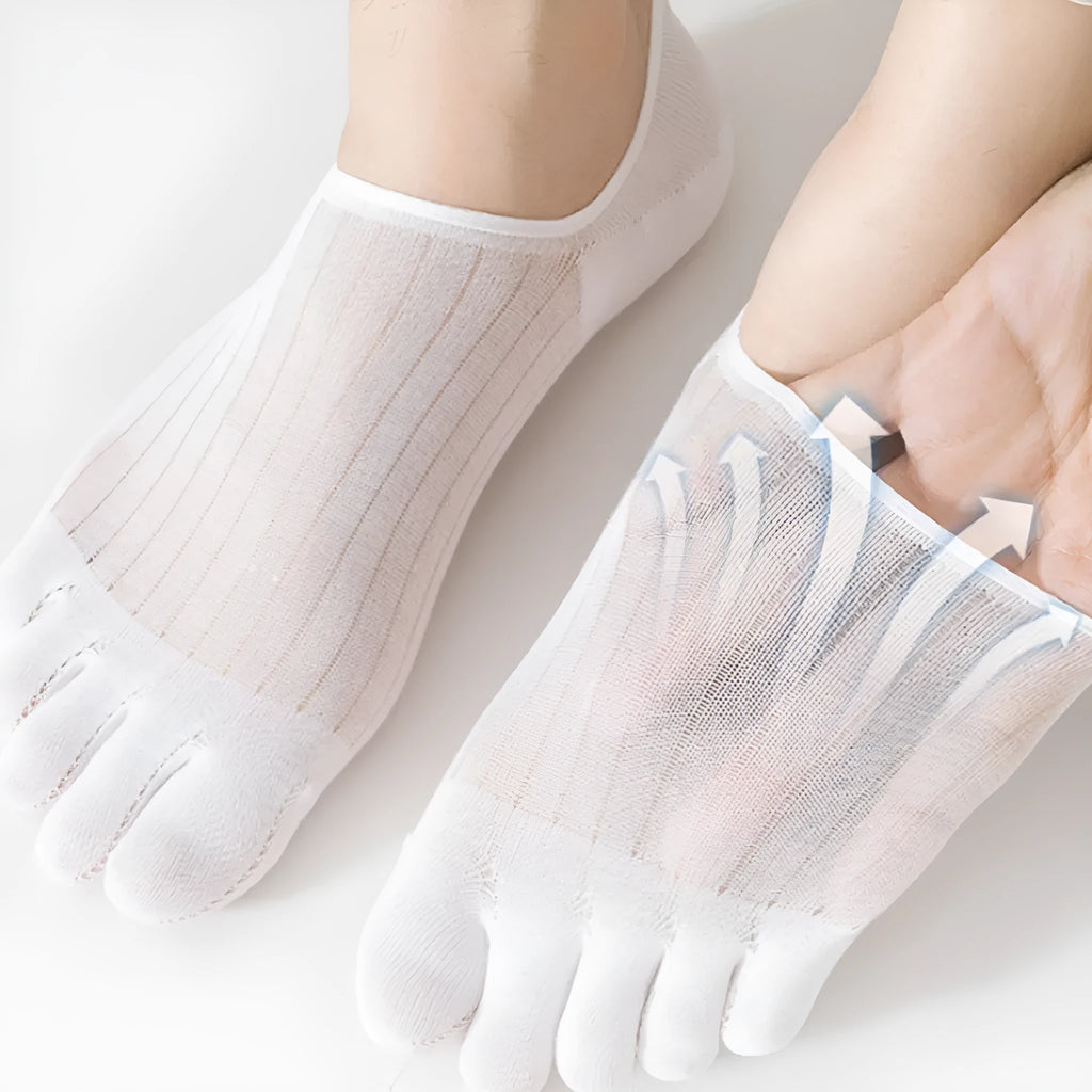 Modal cotton five-finger ultra-thin boat socks in white, khaki, grey and black colours