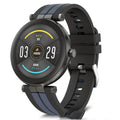 Smartwatch with blood pressure monitoring on wrist showing black, pink, and silver colour options