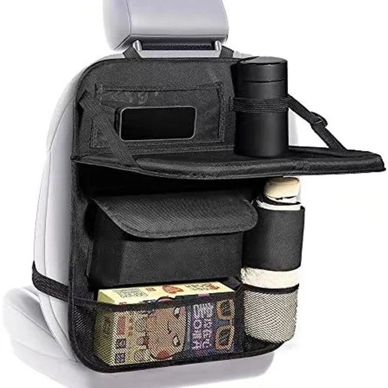 Black Oxford cloth car seat back storage bag with 42x30cm dimensions for vehicle organisation