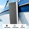 Blue EVA boat fender with thickened sides for shock absorption on a dock.