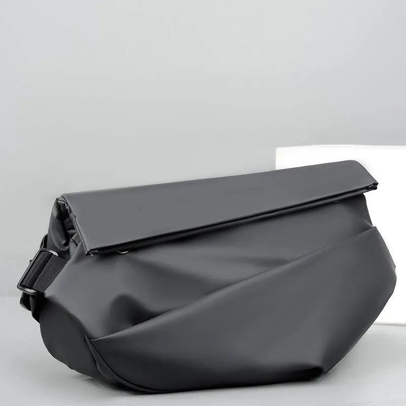 Grey medium-sized crossbody bag for men with shoulder strap and zipper opening