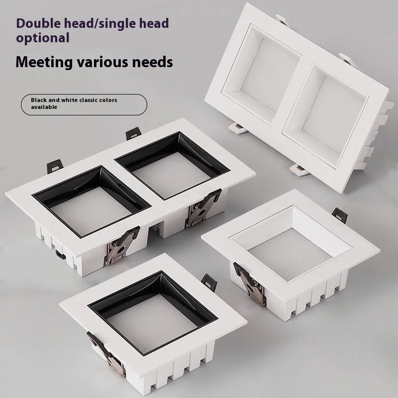 Ultra-thin square LED downlight in black finish with aluminium shell for ceiling grid installation