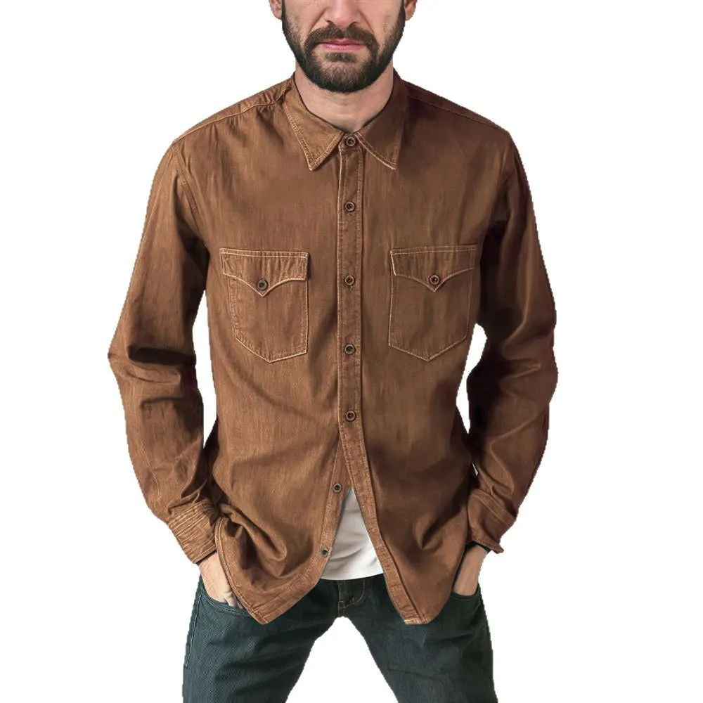 A long-line denim cardigan coat in a regular fit, shown in one of four available colours.