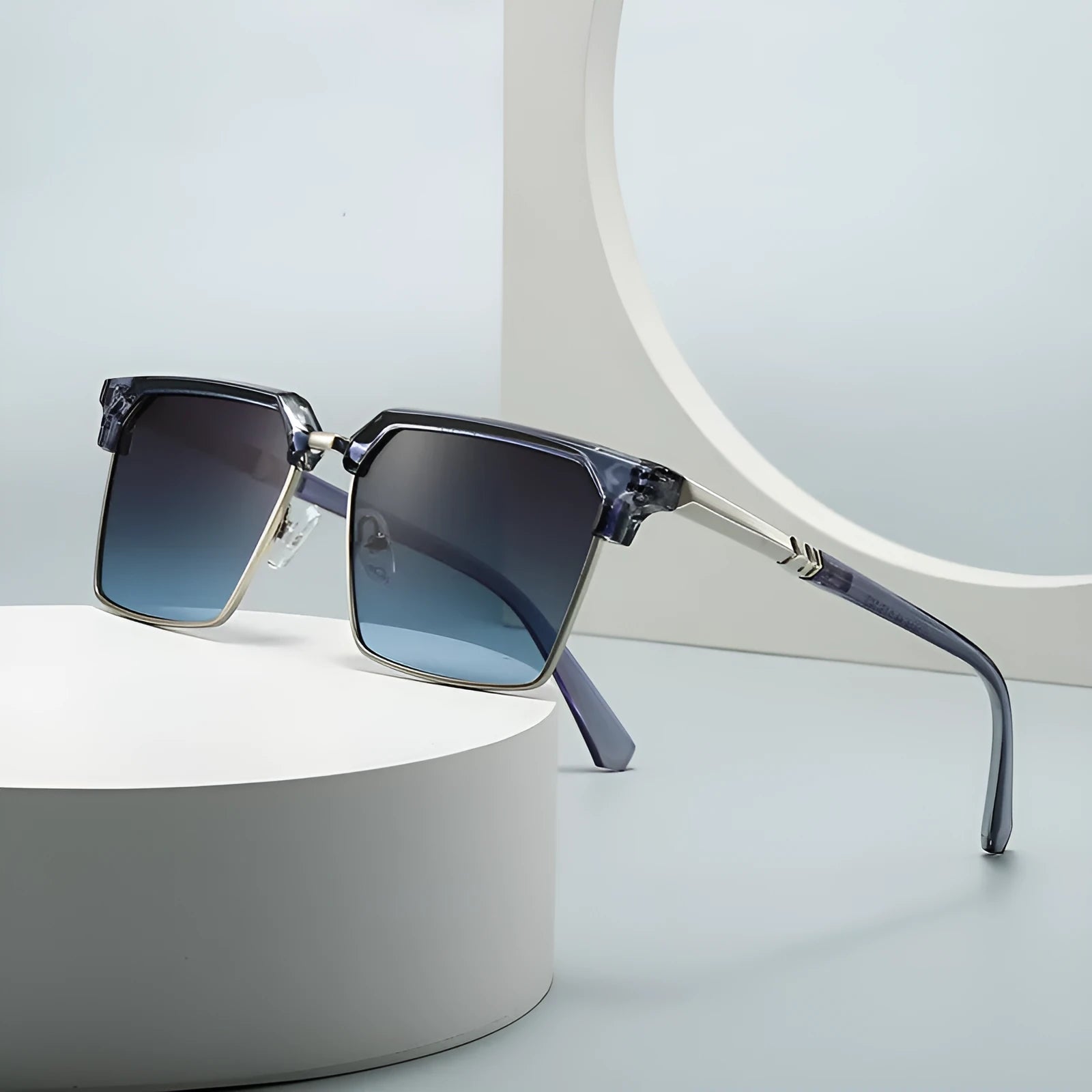 Men's square sunglasses with box frame plastic construction in six colour options