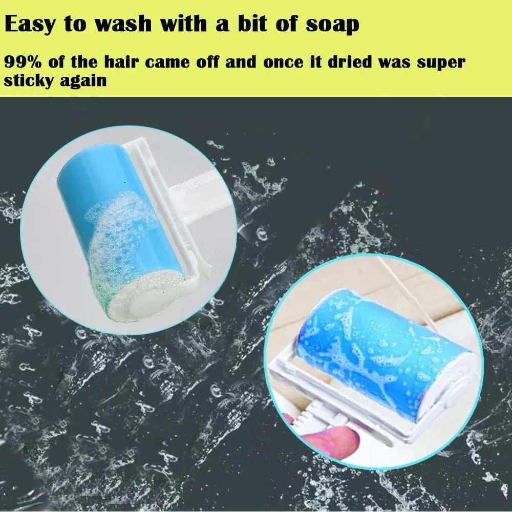 Washable reusable lint roller for pet hair removal with protective cover in multiple colours