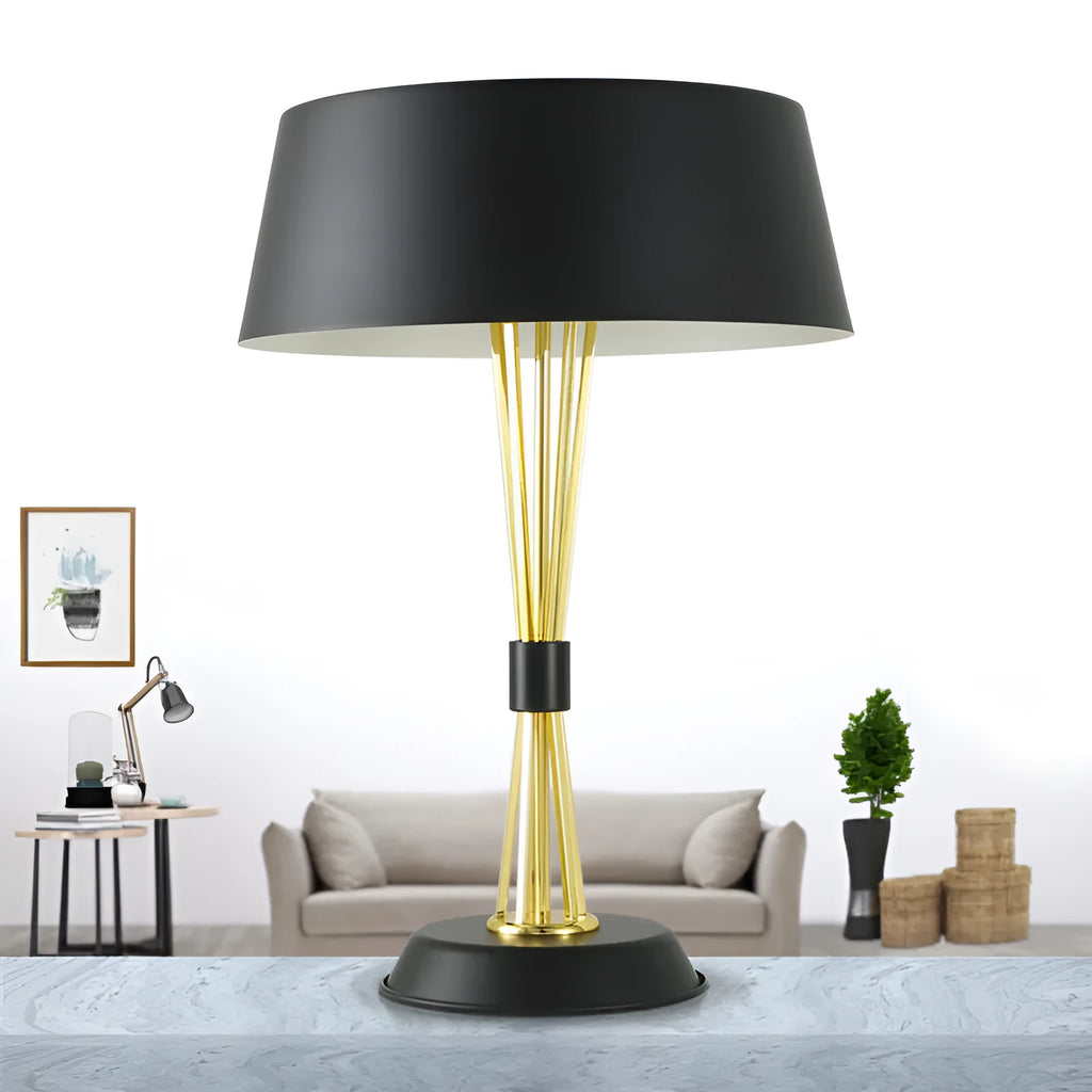 European-style iron table lamp 35x66cm black metal lampholder LED desk light