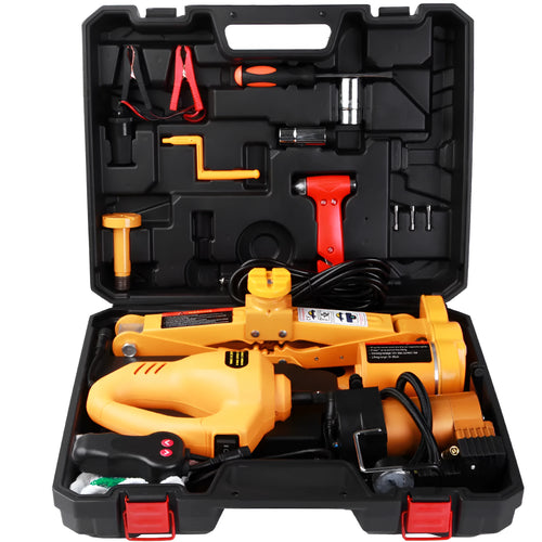 Yellow electric car jack set with cordless wrench for 2 tonne vehicles
