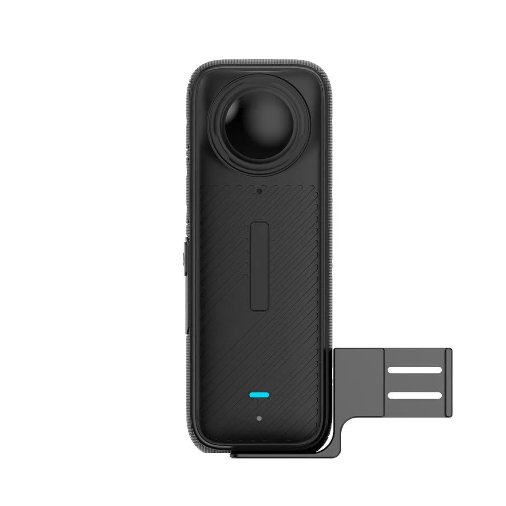 Black aluminium household microphone expansion bracket with bottom 1/4 hole for tripod or selfie stick connection