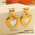 Gold-plated heart-shaped fritillary earrings with stainless steel construction and electroplated finish