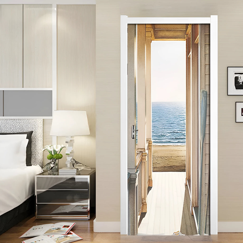 Set of two PVC self-adhesive landscape door stickers 77x200cm for home decor