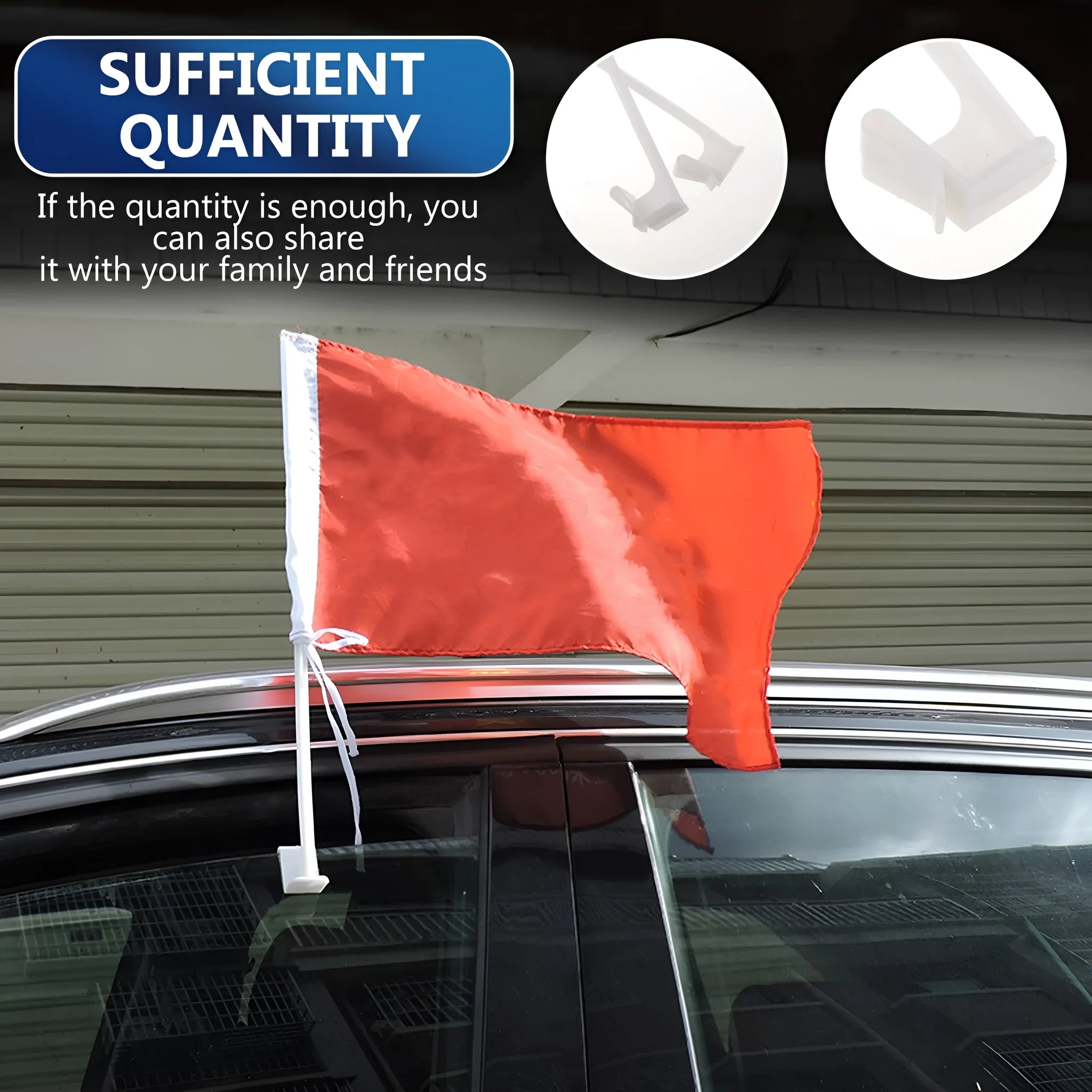 White PP plastic car window flag bracket set with 10 pieces for vehicle display
