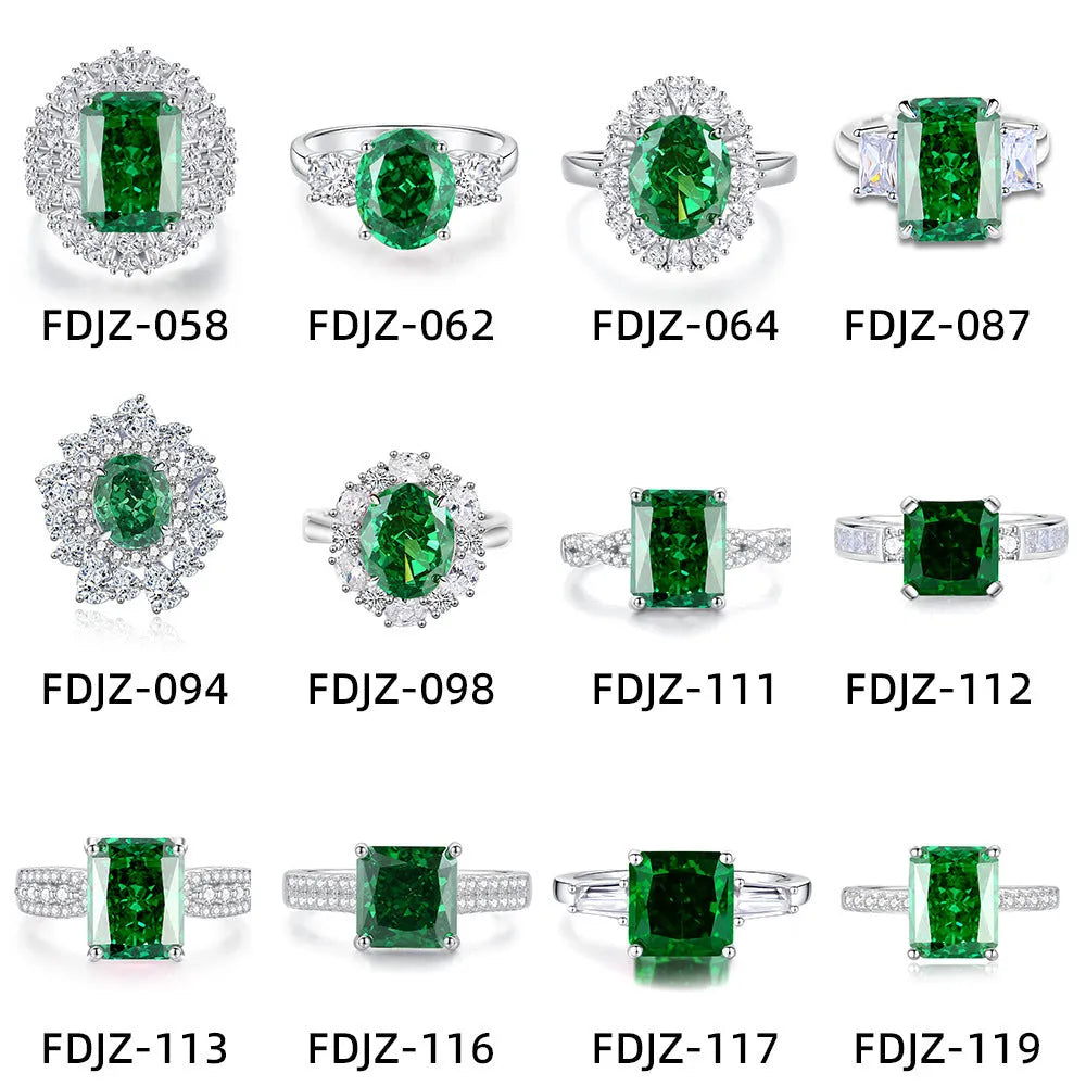 S925 sterling silver ring with geometric emerald cut and high-carbon diamond inlay on a model's finger.